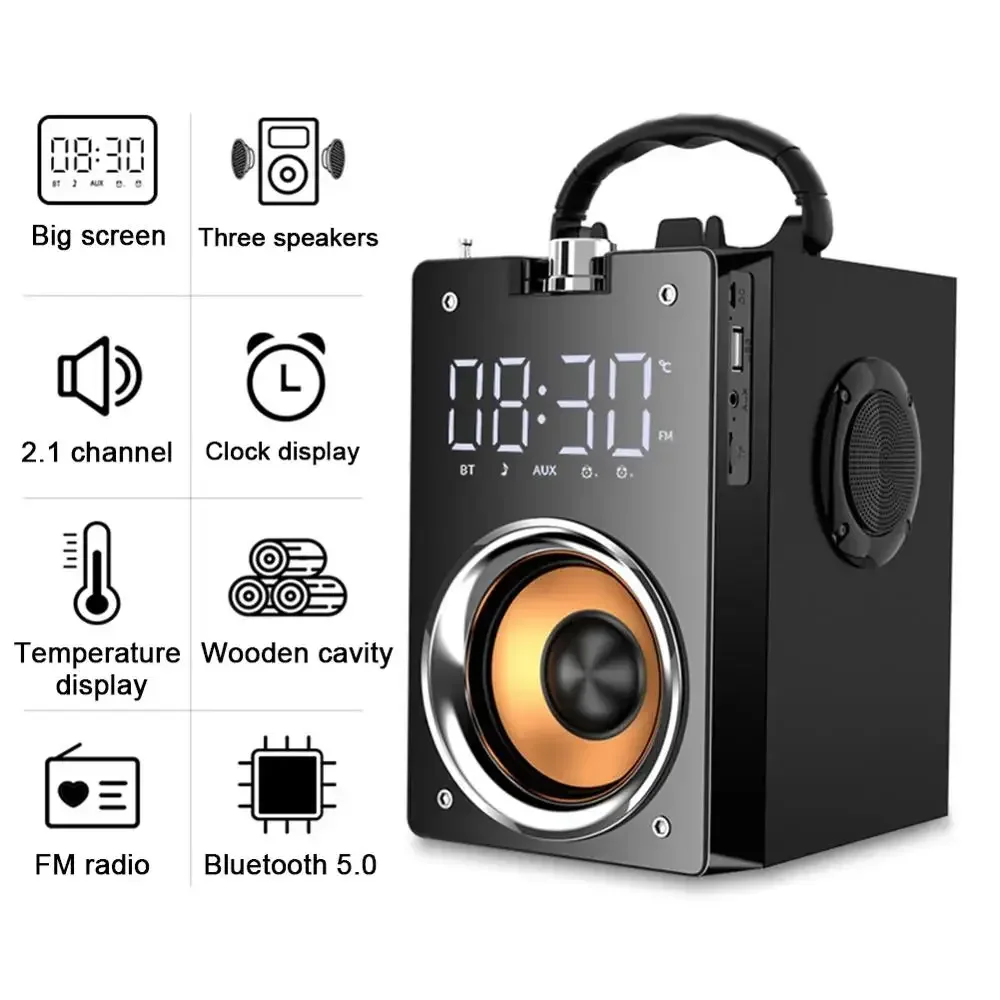 

3D Stereo Subwoofer Music Radio HIFI BoomBox Super Bass Bluetooth Speakers Center Support AUX TF FM Portable Column ,High Power