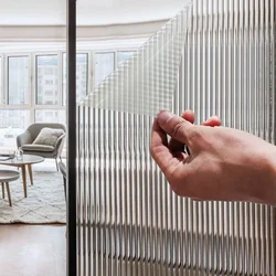 Reeded Glass Privacy Film: 3D Frosted Decorative Vinyl - 30x100cm
