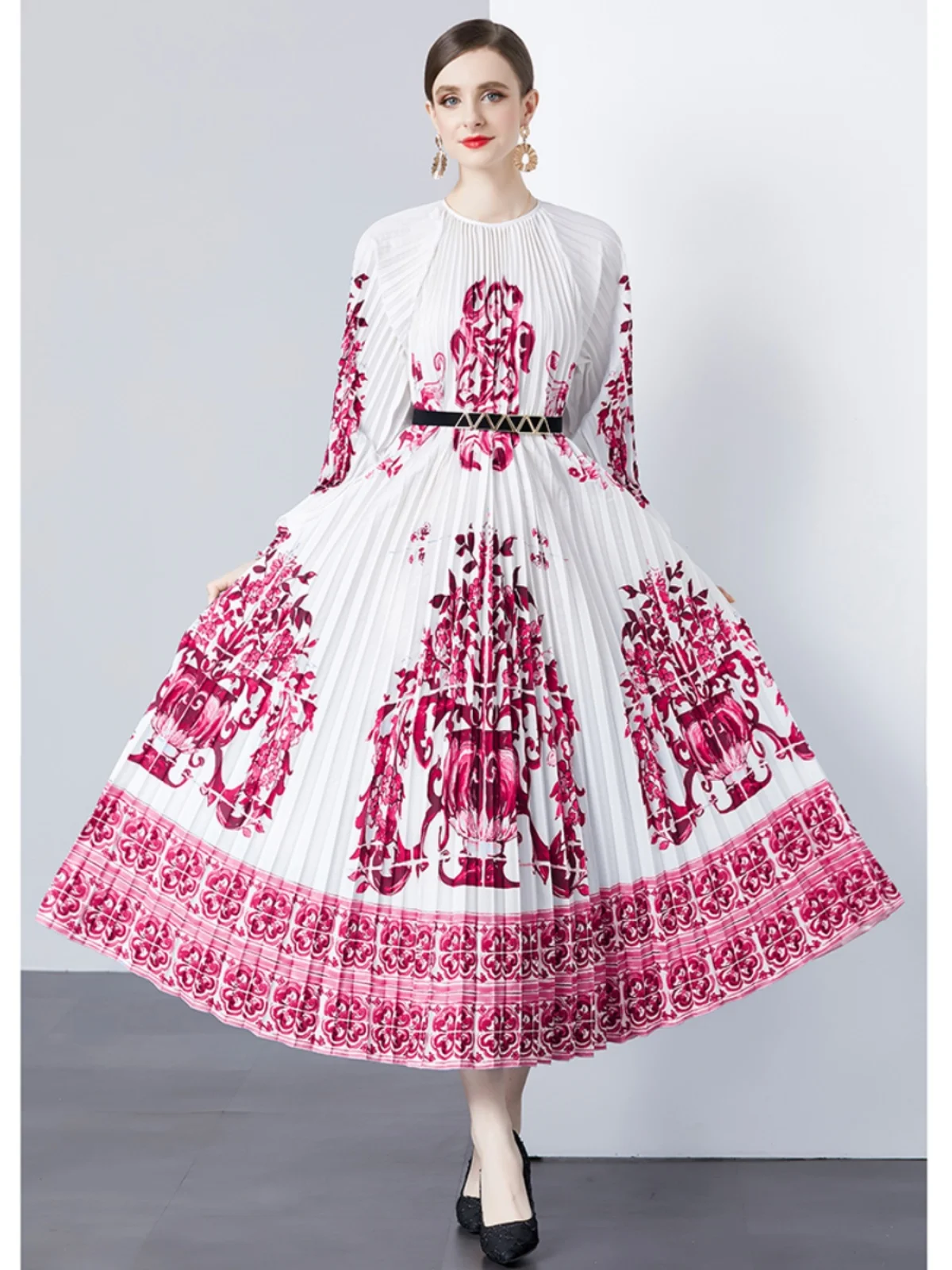 

Плиссированное Платье миаке, длинное платье оверсайз длиной 5,5 м, тонкое многофункциональное Плиссированное Платье с принтом