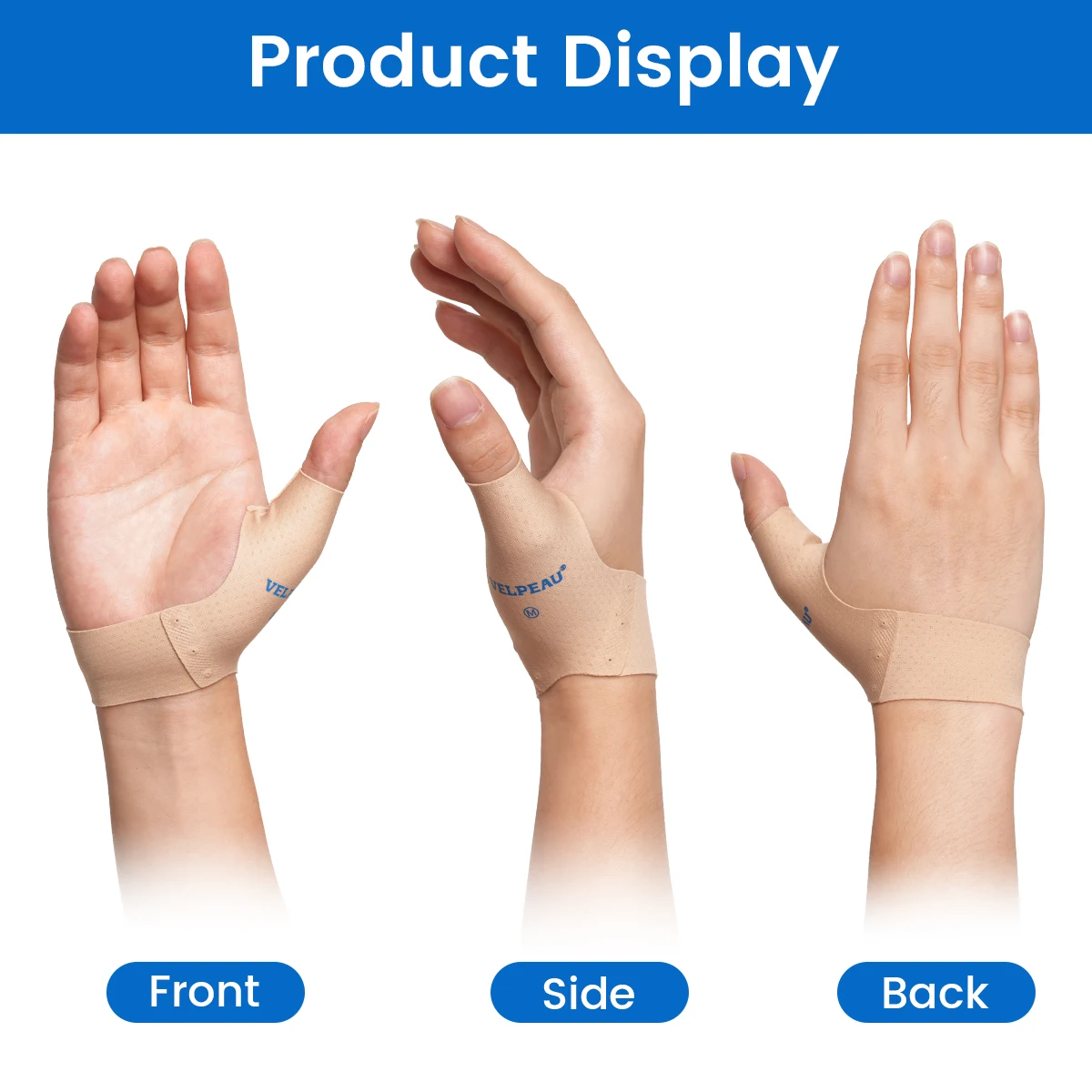 VELPEAU Elastic Thumb Support Brace for Arthritis, Tendonitis Pain Thumb Compression Sleeve Water-resistant and Breathable 2