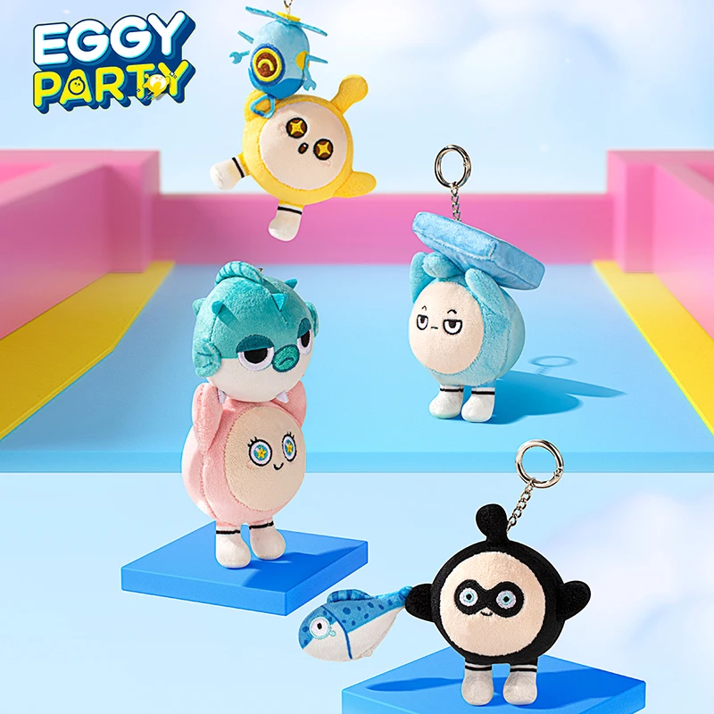 Eggy Party-Pull Reel Plushie Keychain Plush Doll Pendant Toy Cute Portable Pendant Genuine Game Peripheral 5