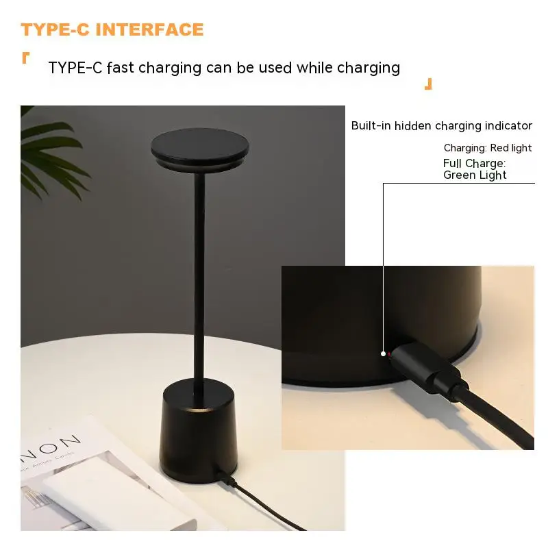 LED Aluminum Alloy Waterproof Rechargeable Desk Lamp Touch Dimming Metal Table Lamps For Bar Living Room Reading Camping Light 4