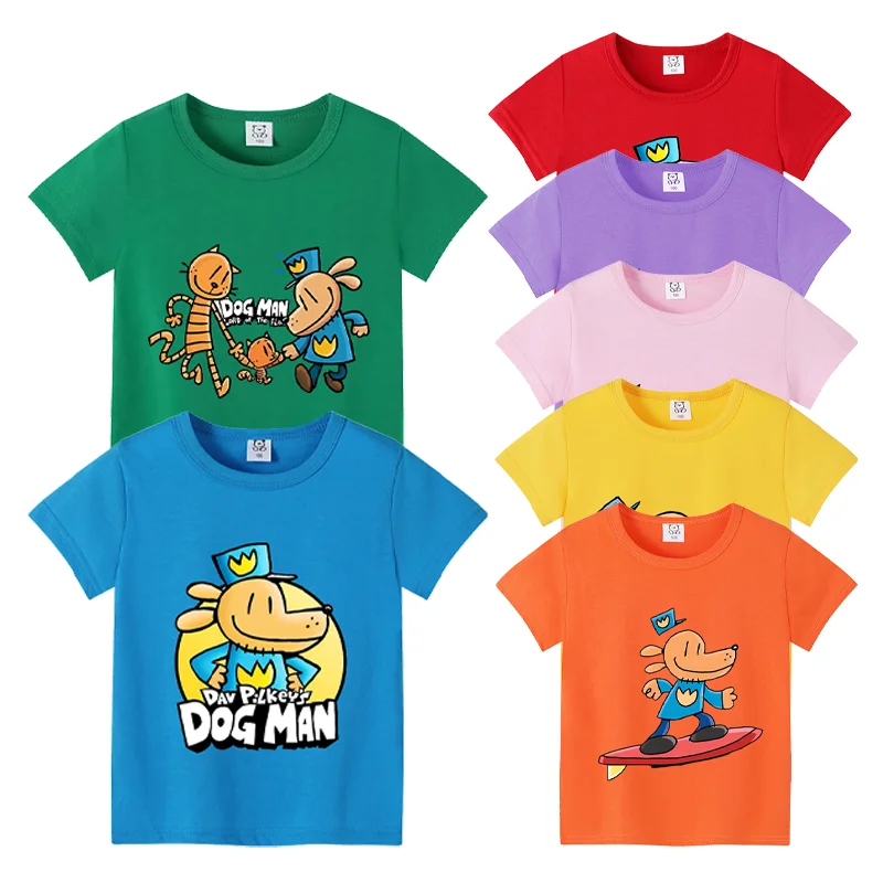 Hund Mann Sommer Bunte T Shirt Druck T Oansatz Runde Kinder T-shirt Baumwolle Kurzarm Tops Cartoons Kleidung Casual Kleidung