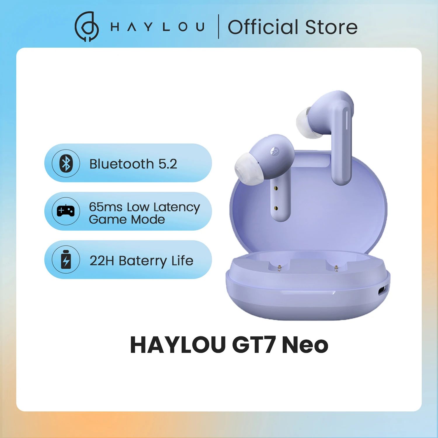 

HAYLOU GT7 Neo TWS Wireless Earbuds Bluetooth5.2 Smart Touch Control Headphone 22H Battery Life Light weight Body For Phone