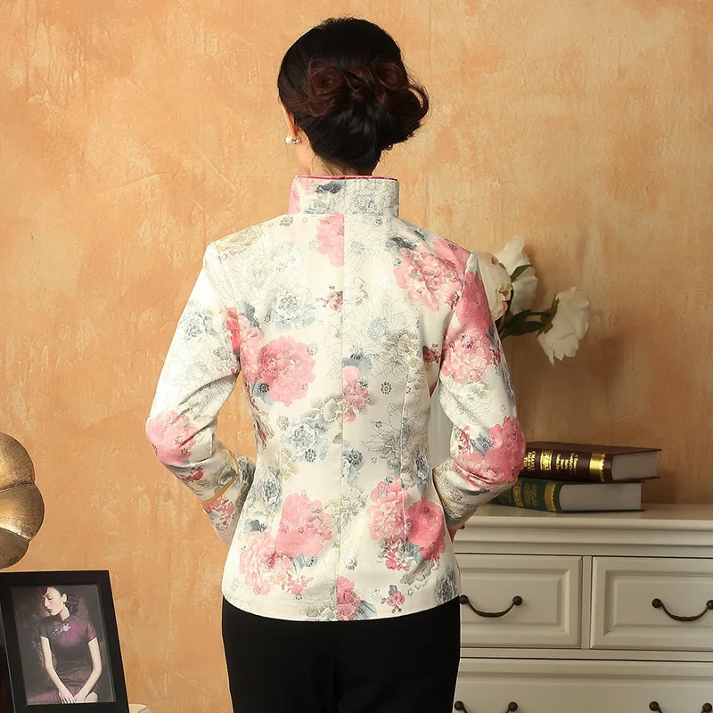 Double Mandarin Collar Tang Clothes Women Spring Autumn Tops Traditional Chinese Style Coat Retro Buckle Blouses Vintage Shirt