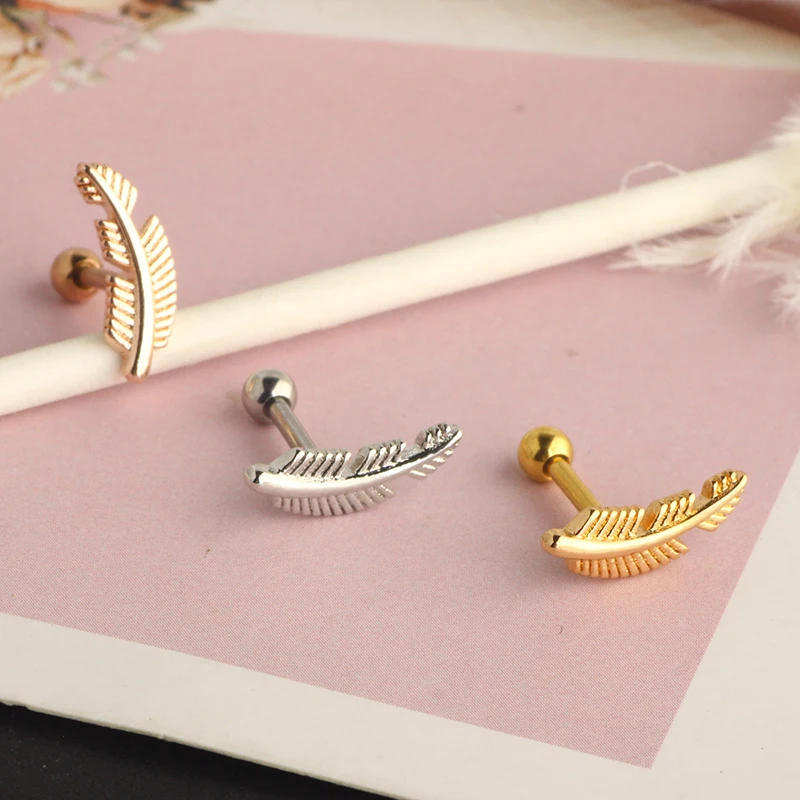 16G CZ Cartilage Tragus Dangle Ear Ring Bar Piercing Stud Body Jewelry earrings conch ear stud leaf earrings helix wholesales 3