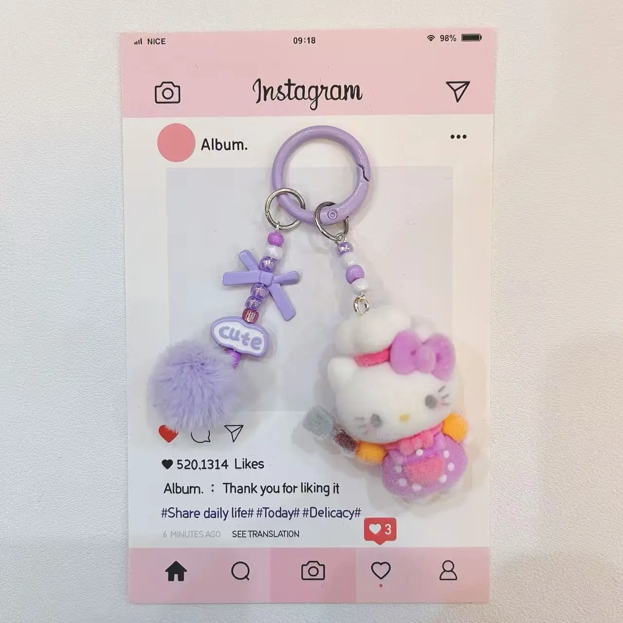 New Kt Cute Cartoon Accessories Adorable Keychain Doll Charm Creative Phone Strap Bag Gift