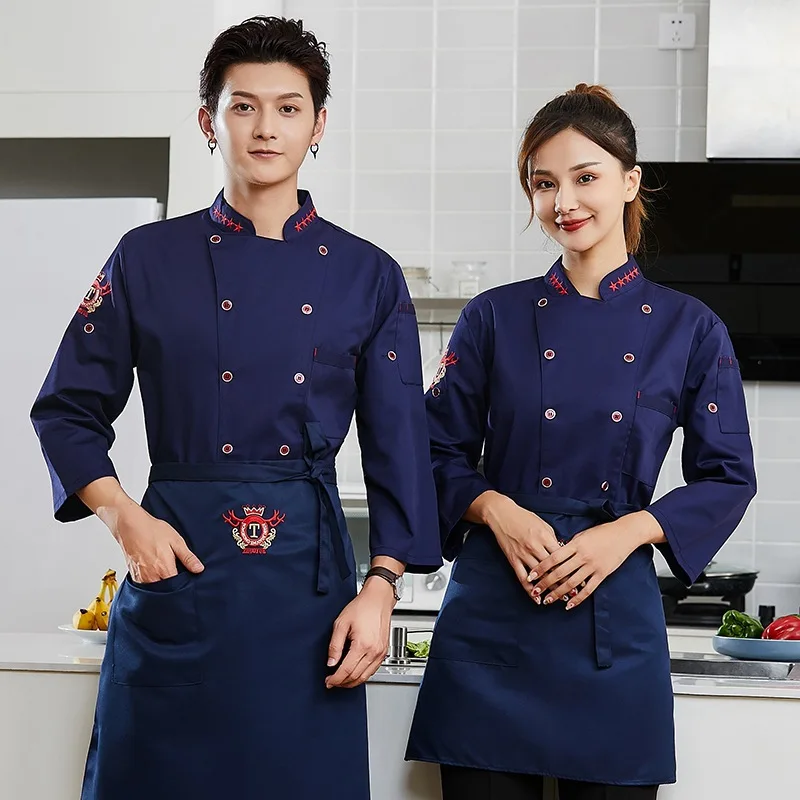 C767 Chef's Work Clothes Long Sleeve Pastry Chef Uniform Waiter Coat Outfit  Kitchen Work Jackets Cook Wear Plus Size - AliExpress
