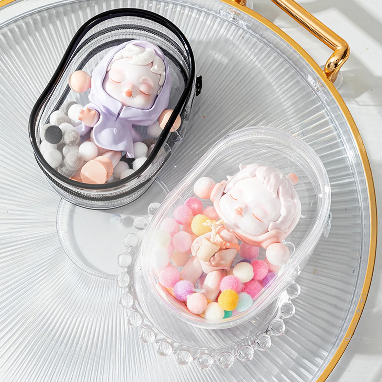 Tansparent Protect Case For Labubu Plush Doll  Dustproof PVC Storage Bag for Popmart Bubble Toys Box