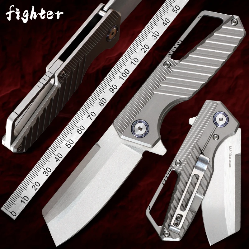 

M390 Powder Steel folding Pocket Knife CT4 Titanium handle Outdoor hunting Knife Camping Fishing Hiking Survival Knife EDC Tool