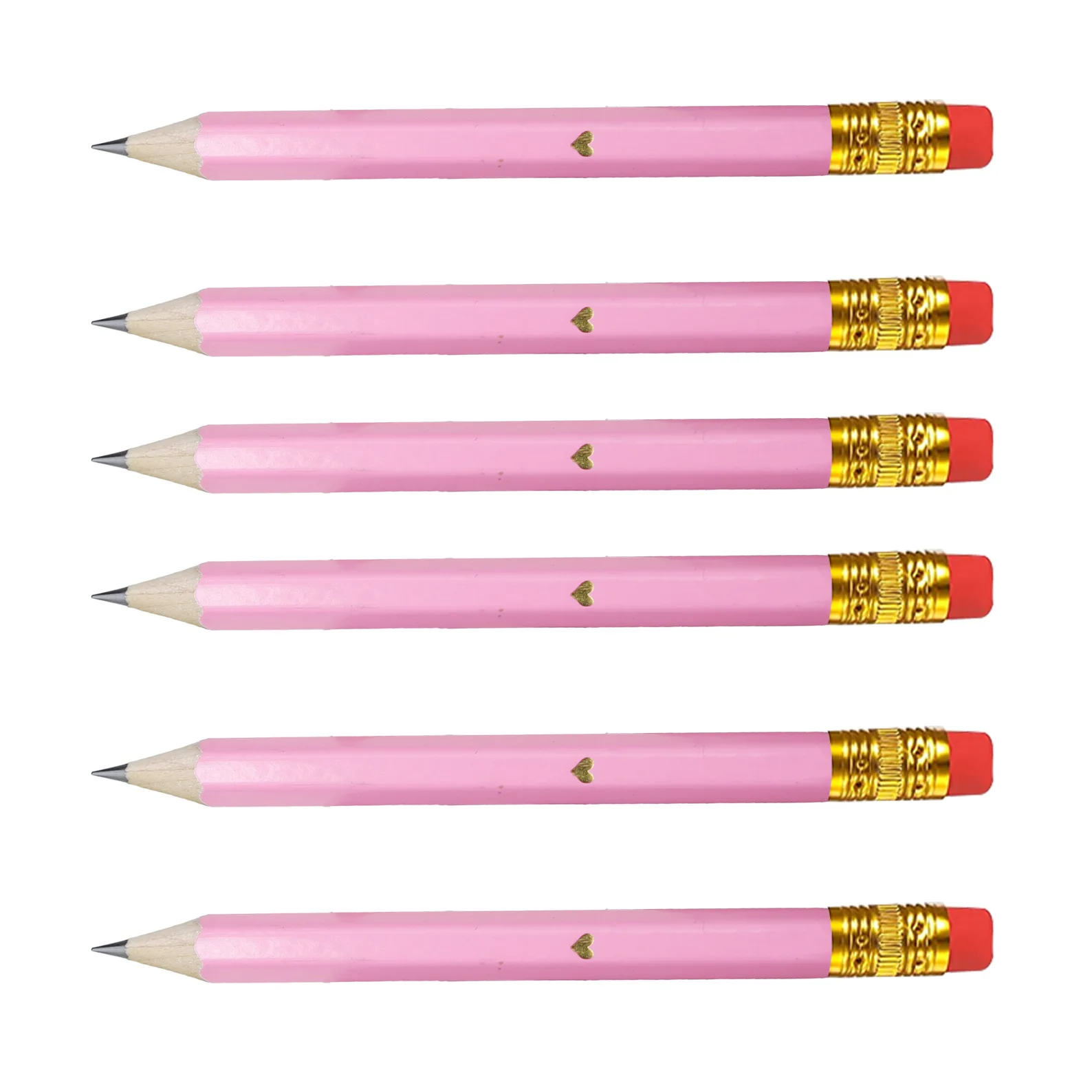 100개입 핑크 미니 연필(지우개 포함), 4인치/10cm HB 육각 골프 연필(학교, 사무실, 선물, 결혼식, 개학용)
