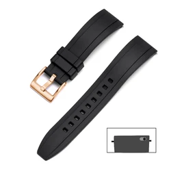 High - Quality Vulcanized FKM Rubber Quick Release Watch Strap - 18mm (Black gold)