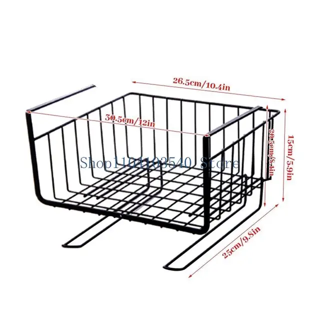 02DC ตู้แขวนภายใต้ชั้นวางของตู้เหล็กตู้เสื้อผ้าโต๊ะแขวนตะกร้าตาข่ายลวดตู้หนังสือชั้นวาง Rack 6