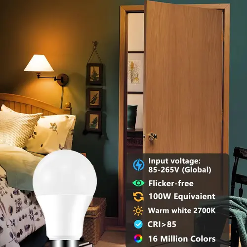LED 스마트 전구, 컬러 변경 알렉사 라이트, RGB 스마트 램프를 Alexa, E27 B22 기본, 16 Million 색상, Dimmable 4