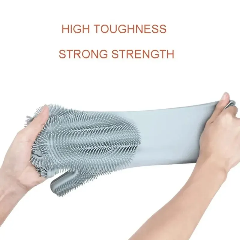 Dishwashing Gloves Magic Silicone Rubber Dish Washing Gloves Household Sponge Scrubber Kitchen Cleaning Tools