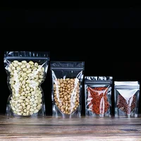 50pcs Transparent Clear Stand Up Plastic Bags With Zipper for Dried Fruit Storage/Candy/Snack/Nut/Grains/Tea packaging 2