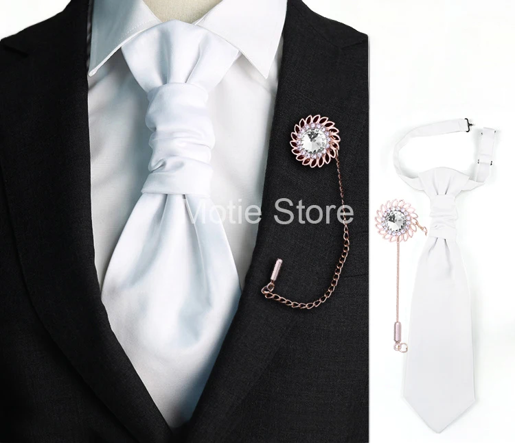 Neuestes Herren-Krawatten-Brosche-Set in einfarbiger Farbe, rot, verstellbare Krawatte, luxuriöse Edelstein-Brosche, klassischer Anzug, Smoking, Bräutigam, Hochzeitsaccessoire – Detail 15