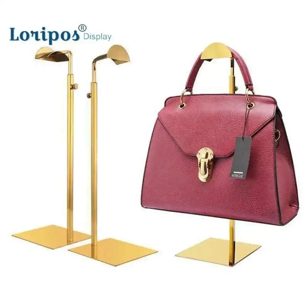 Fashion Golden Stainless Steel Bags Display Holder Adjustable Handbag Display Stand 1pcs