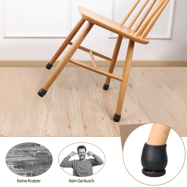 Super Sliders Furniture Sliders 24 Pcs Black Chair Leg Floor