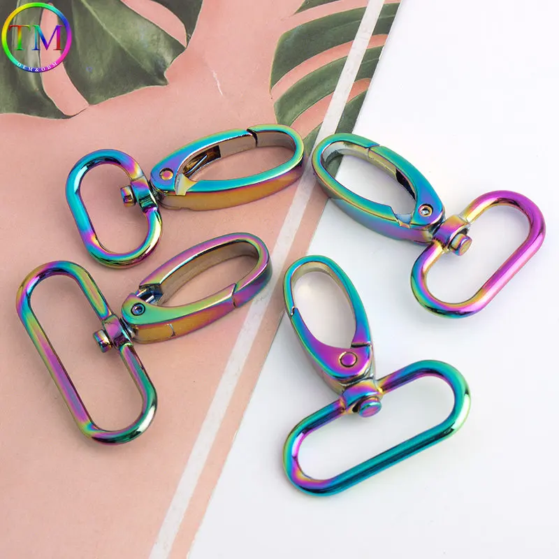 10-50Pcs Rainbow Metal Swivel Lobster Clasp Snap Hooks Openable Clip Clasp Buckles Diy Hardware Accessories For Handbags