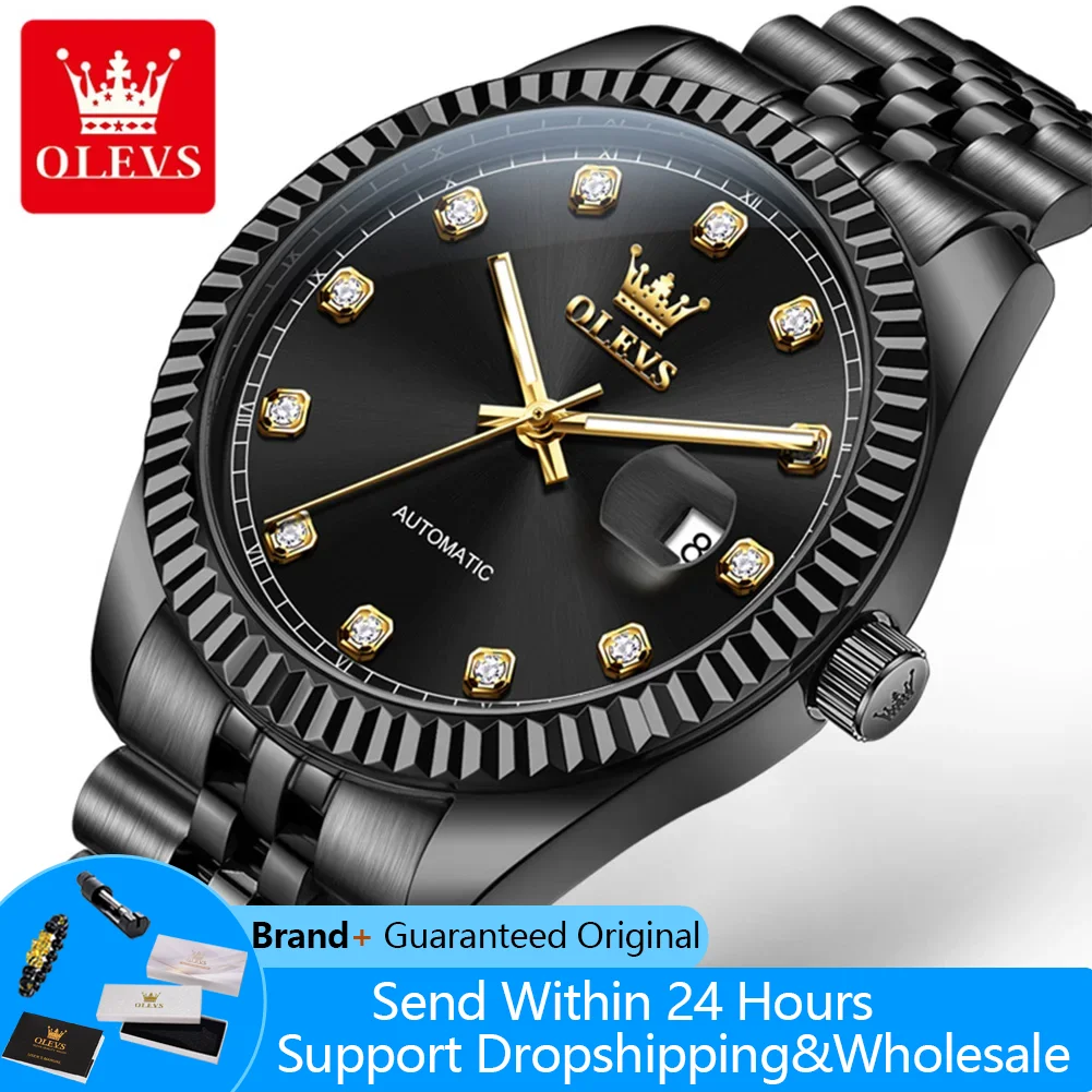 OLEVS 6743 Man Watch Stainless Steel Waterproof Auto Date Luminous Men's Automatic Mechanical Wristwatch Luxury Top Brand Watch