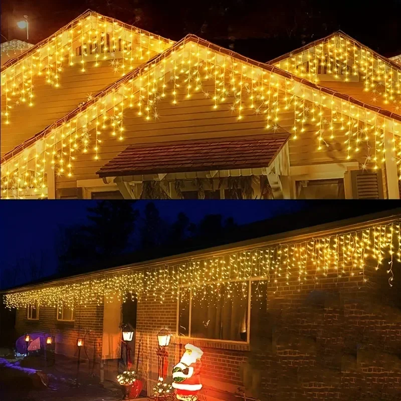 

Christmas Decoration 2024 LED Curtain light Droops 0.4-0.6M Icicle Light Outdoor Street Garland On The House New Year 2024 Eaves