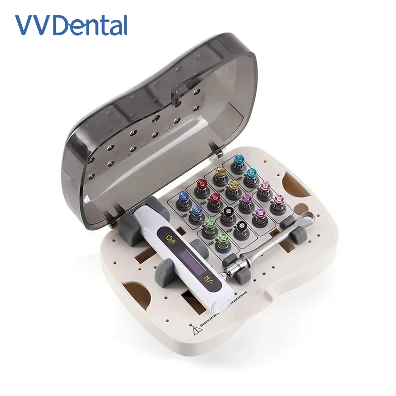 VV Dental Elektrischer Implantations-Drehmomentschlüssel-Set 134 ℃ Desinfektions- und Sterilisations-Schraubendreher-Set 16-teilig für Implantologie und Prothetik