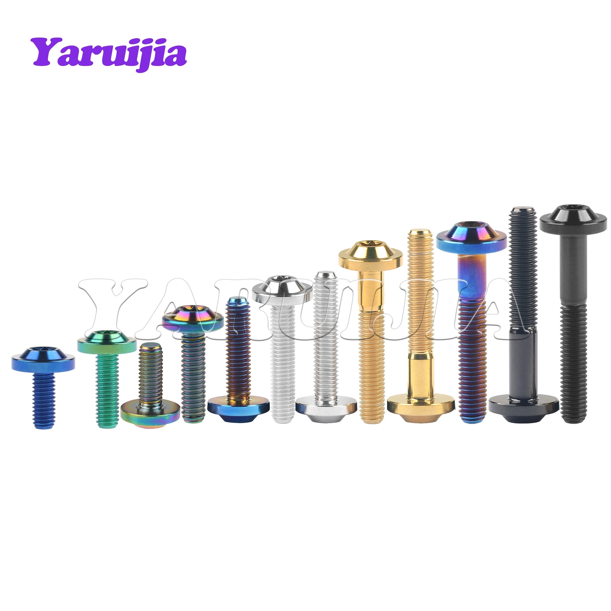 Titanium Bolts Yaruijia Titanium Bolts M5/M6/M8x10/12/15/20/25/30/35/40/50/60/70mm Torx Head Screws For Motorcycle Riding Modification Fasteners