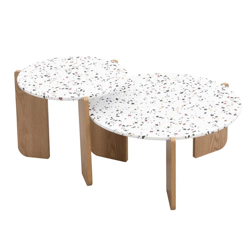 Moderner klappbarer Couchtisch, Beistelltisch, Couchtisch-Set für Wohnzimmer, Sofa-Beistelltisch und Balkon, 2er-Set – Detail 9