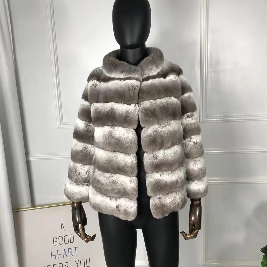 

Top Selling Fur Jacket Rex Rabbit Fur Coat New Fashion Cropped Elegant Stand Collar Classic