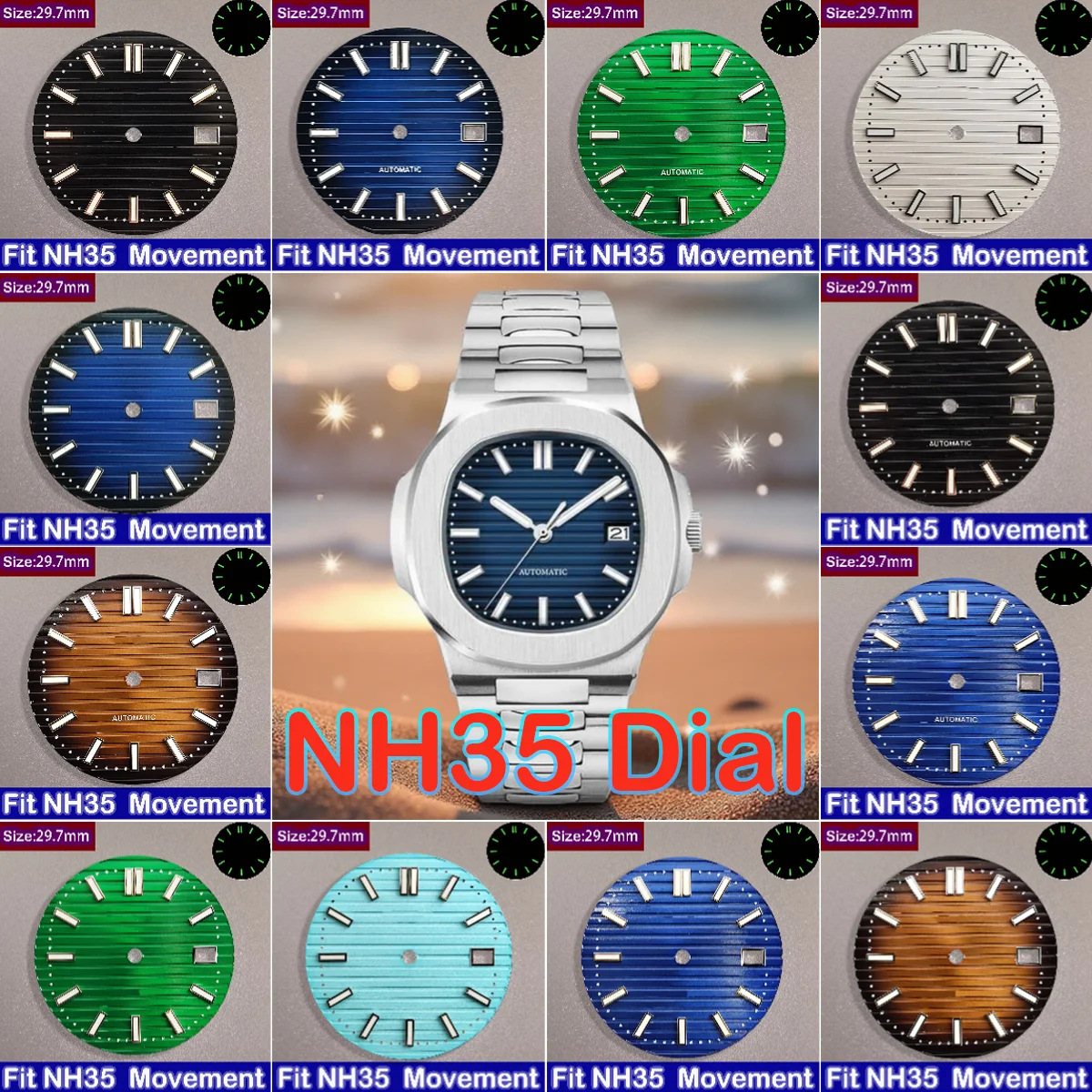 Green Luminous Nautilus Dial for Men's Watches - 29.7mm Watch Repair Accessory