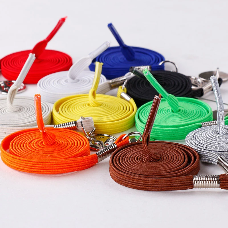 

Elastic Tie-Free Lazy Shoelace Buckle Metal Couple Adult Sports White Black Color Elastic Tie-Free Elastic Flat