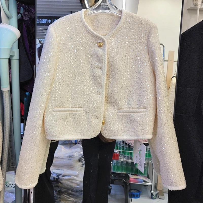 

2023 Early Autumn New Elegant High-Grade Short Fur Woolen Coat Women's Design Loose Temperament Single-Breasted Tweed Jacket Top