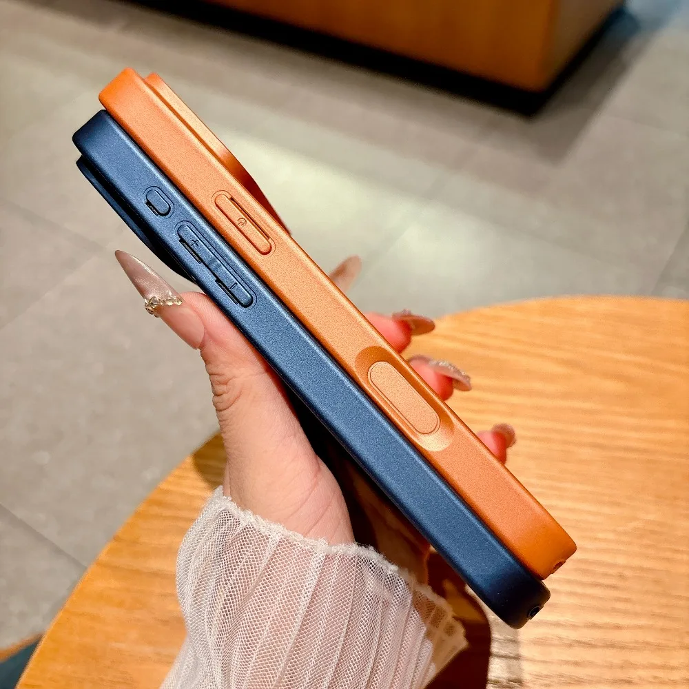 Leather Texture Magnetic Phone Case with Raised Lens Protection and Shockproof Design