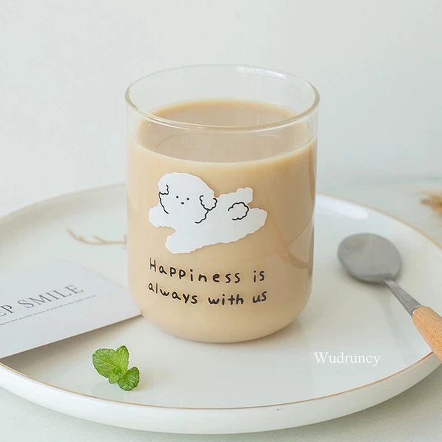 1 Piece Cute Glass Cup with Duck Duckling Prints 390ml Stackable