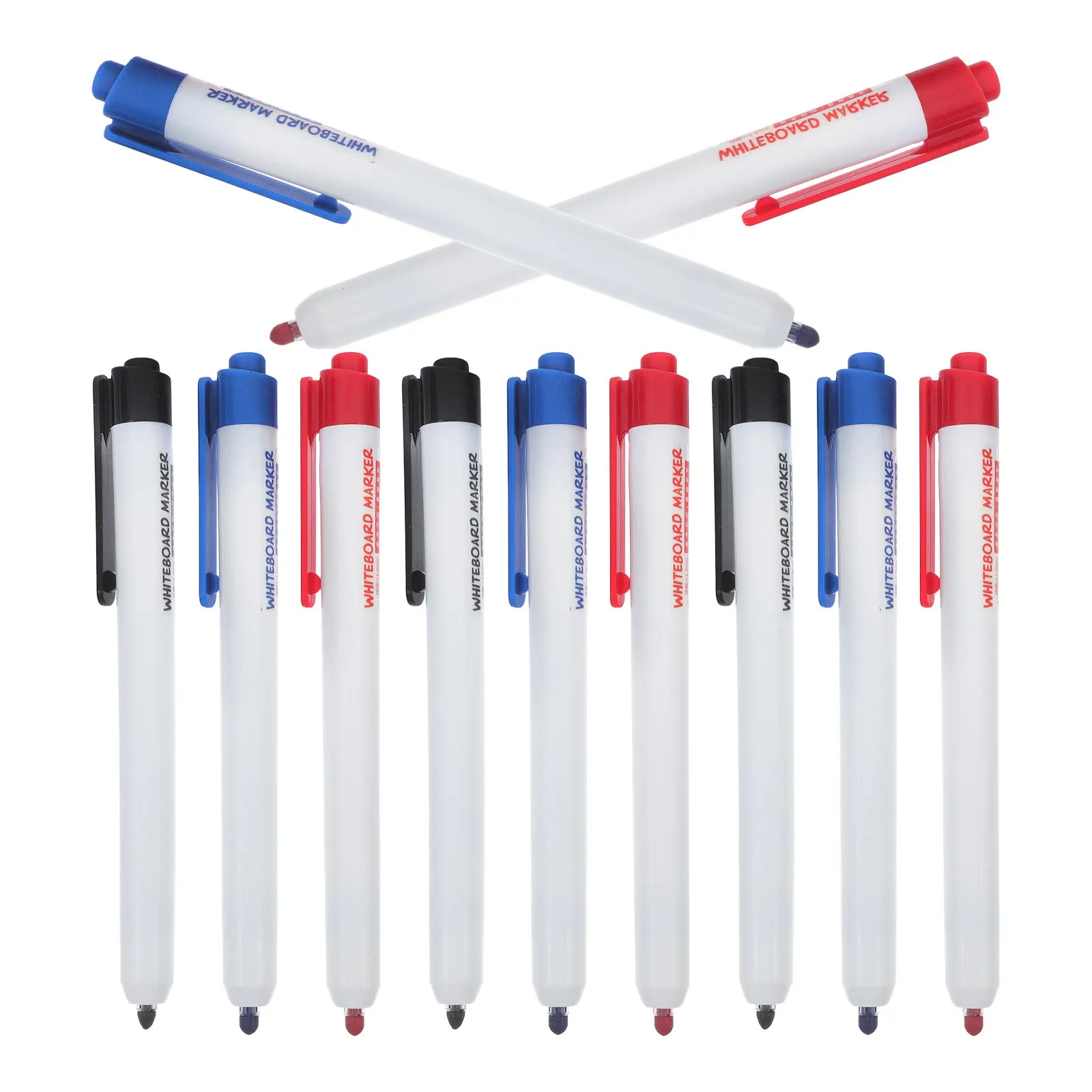 12Pcs 화이트 보드 지우기 마커 학교 사무실 가정용 건식 지울 수있는 펜 유리 플라스틱 용 다중 표면 휴대용 마커