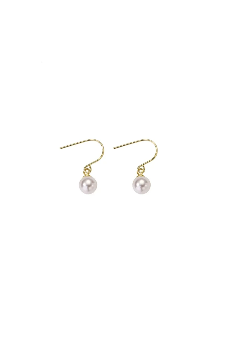 

PERFECT ROUND AAAA 9-10MM AAAA+ Real WHITE AKOYA PEARL EARRINGS 14K
