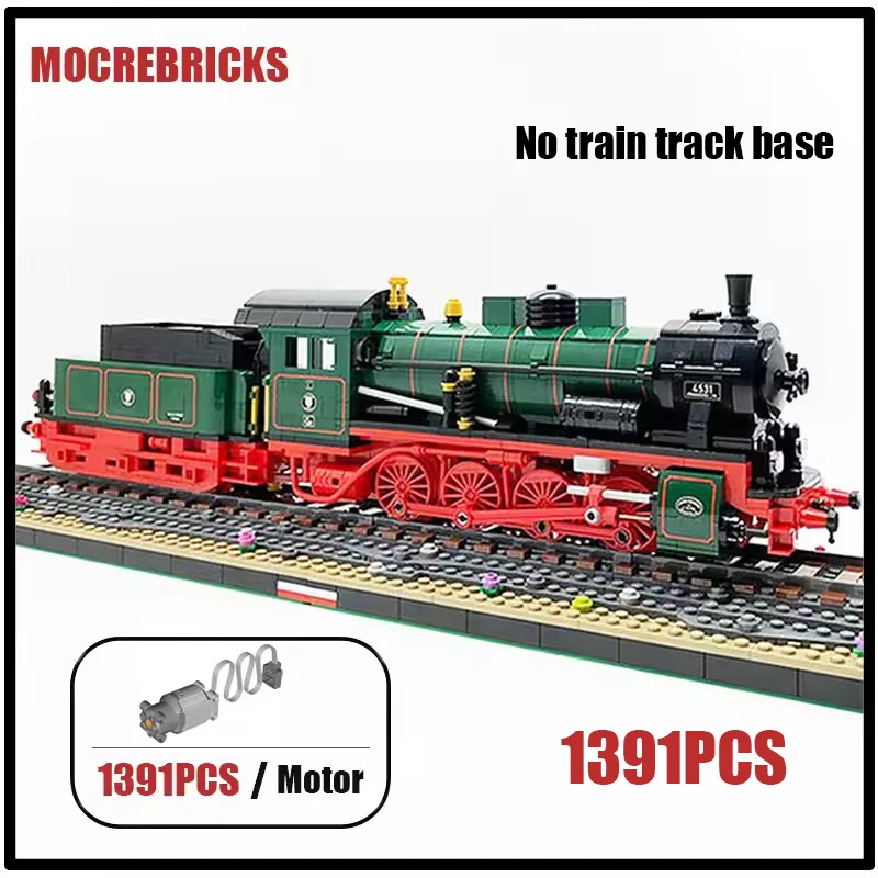 Railway Long Rail Track Train Prussian G8.1 MOC Building Block Steam-Locomotive Model Expert Collection Show Bricks Kids Toys 1