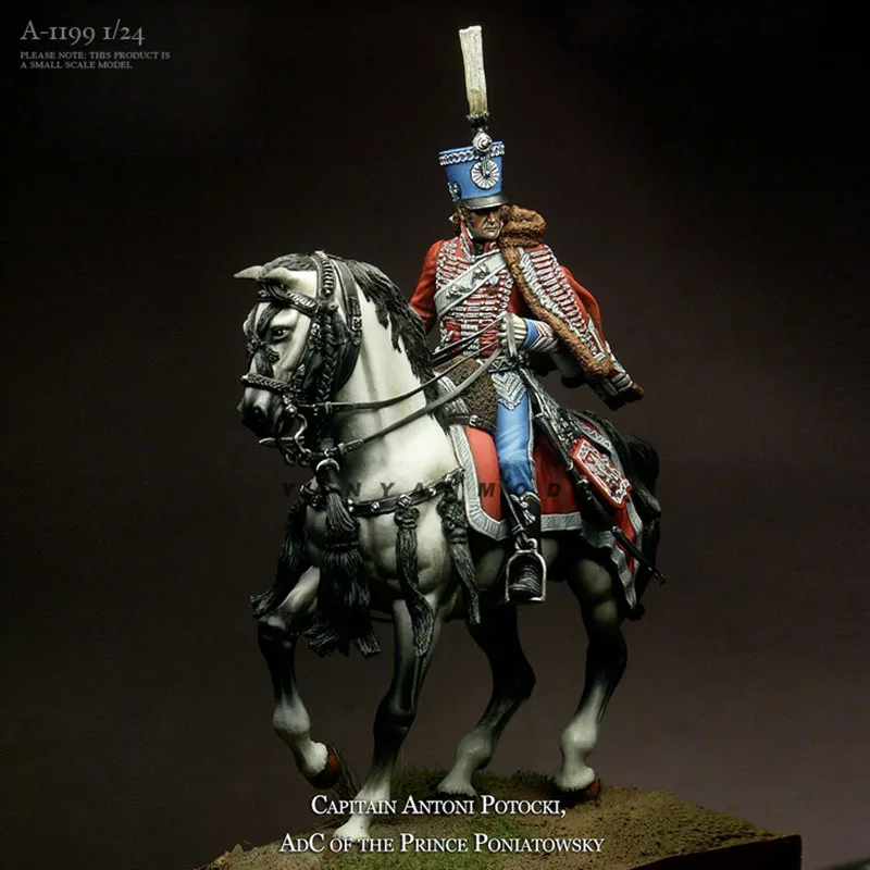 

Коллекция 1/24 года, королевская кавалерия войны и мира, смола, ручная фигурка солдата, белая модель A-1199