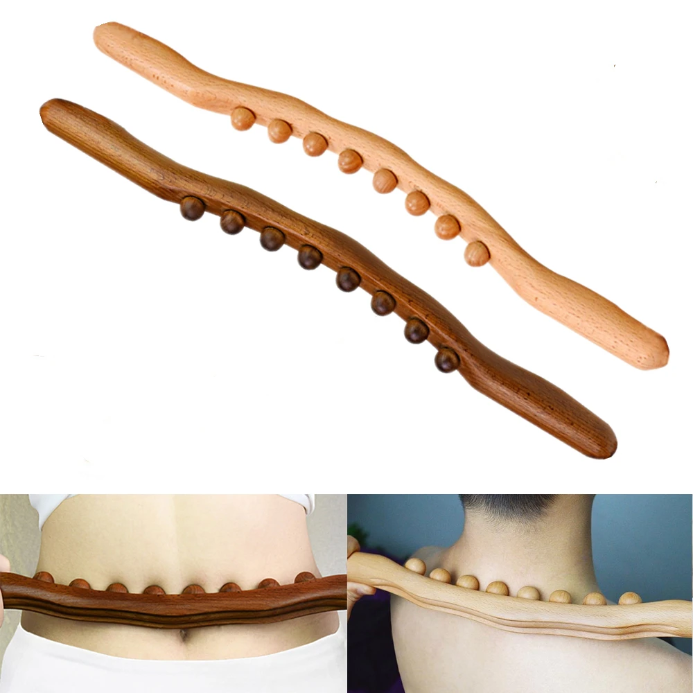 Massager For Body Natural Carbonized Wood Scraping Massage Stick Back