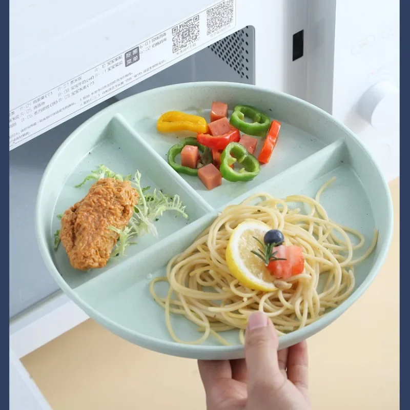 Divided Plate 8.6-inch 3 Compartment Plate Eco-friendly Material Reusable For Portion Control Weight Loss Healthy Eating 1PCS