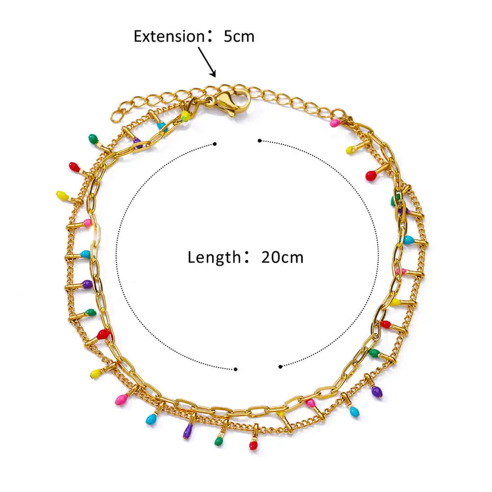 Ankle Chains Fashion Accessories Colorful Boho Drops Anklets For Women Gold Color Stainless Steel Geometric Anklet Luxury Wedding Aesthetic Summer Jewelry Gift
