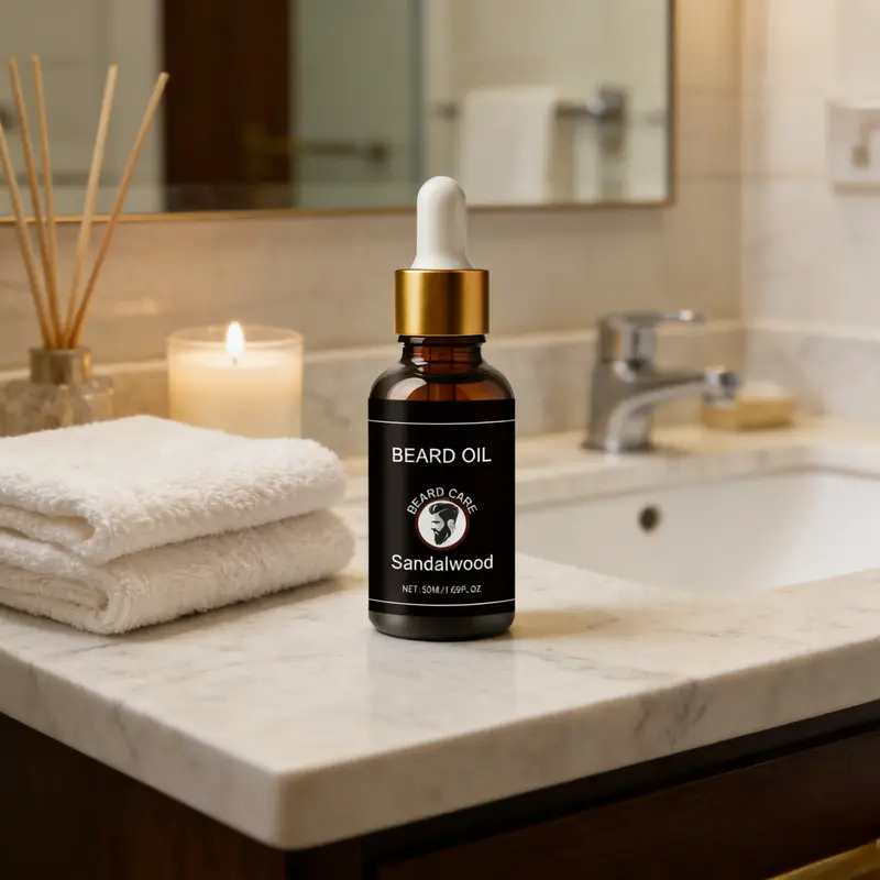 Men's Sandalwood Beard Oil Adds Shine Softening Nourisheing Strengthens Follicles Light Hold Repair Dry Beard Grooming Oil 50ml - Image 3