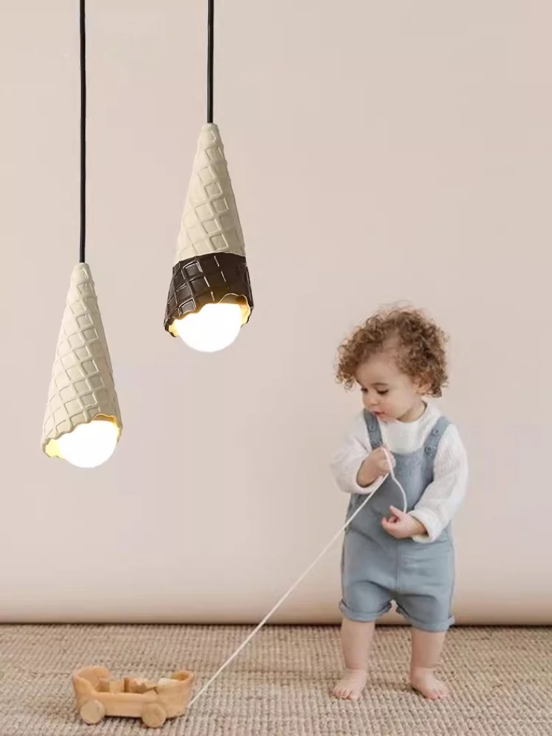 Description Picture 2 of itemCeramic Ice Cream Pendant Lamps LED Children's Room Bedside Lamp Creative Ice Cream Shop Boy Girl Room Nursery Suspended Lights
