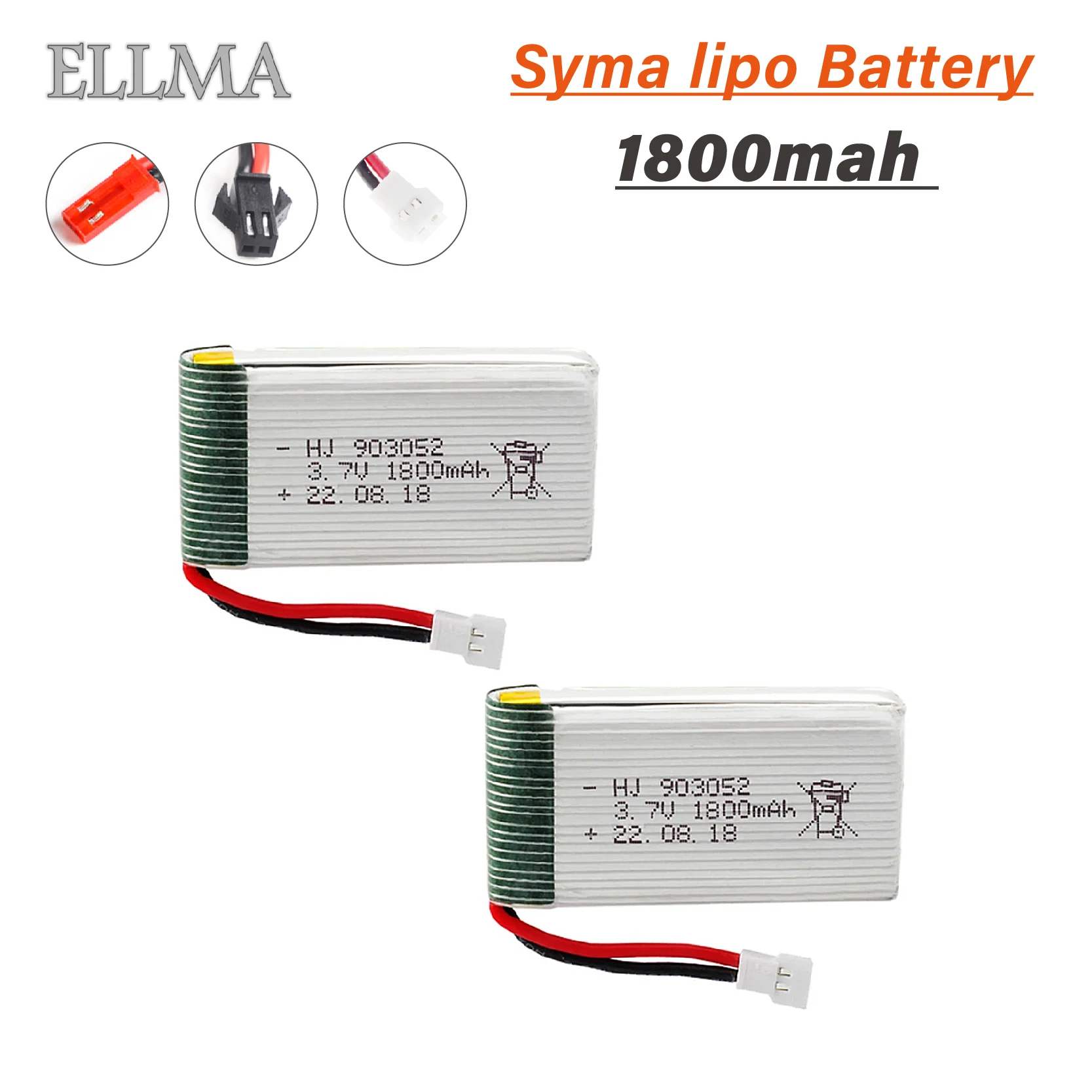 Литий-полимерный аккумулятор 1800 мАч 3,7 в для JJRC H68 Syma X5 X5c X5sc X5sh X5sw X5hw X5UW M18 H5P HQ898 H11D H11C с вилкой XH2.54/SM/JST
