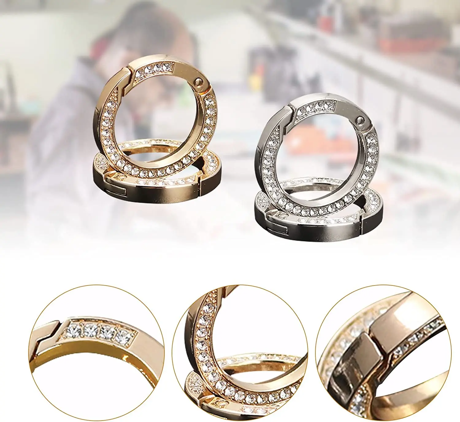 5 Stück O-Federring-Schlüsselanhänger mit Diamanten besetzt für DIY-Schlüsselschnalle, Schmuckherstellung, Zubehör, Charms, Schlüsselanhänger, Zubehör – Detail 6