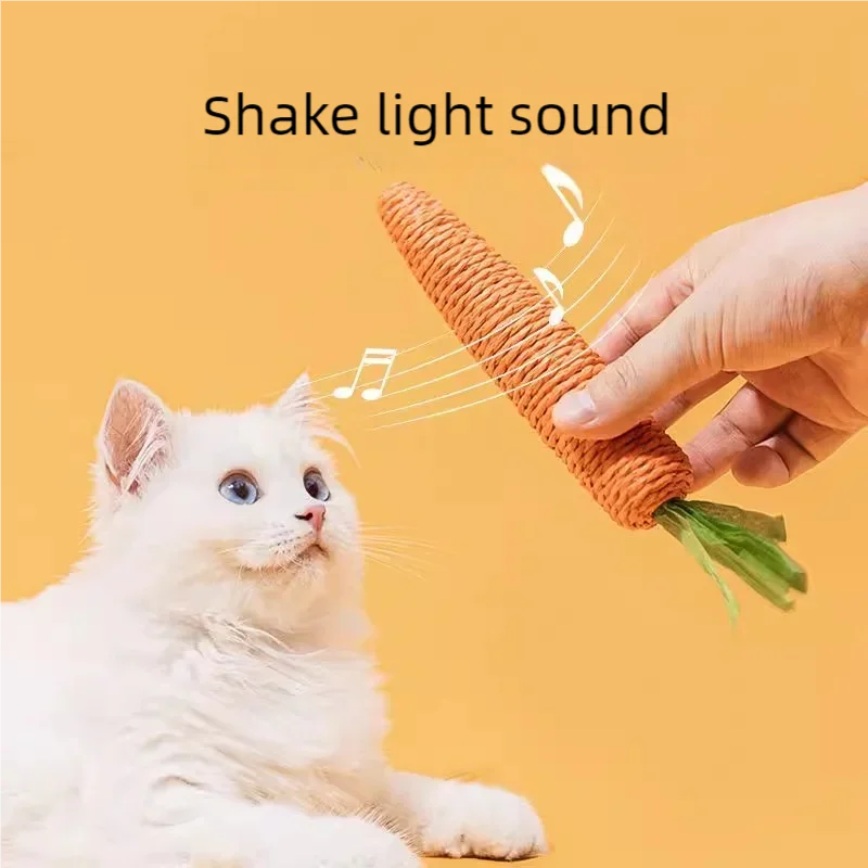 Interactive Carrot Cat Toy With Bell For Teeth Cleaning & Chewing_voghion.com