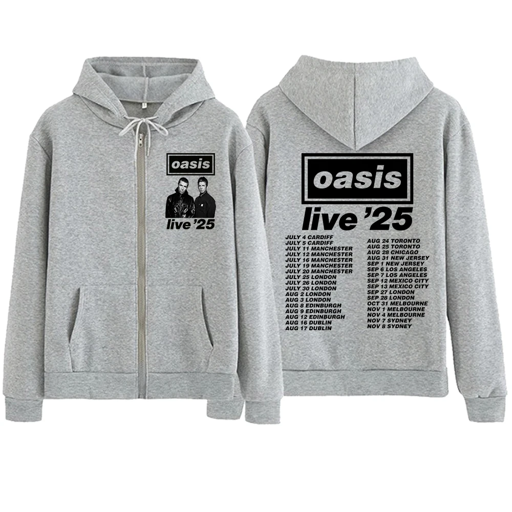 Oasis Live 25 Tour 2025 Zip Up Hoodie for Fan Hoodies Sweatshirt