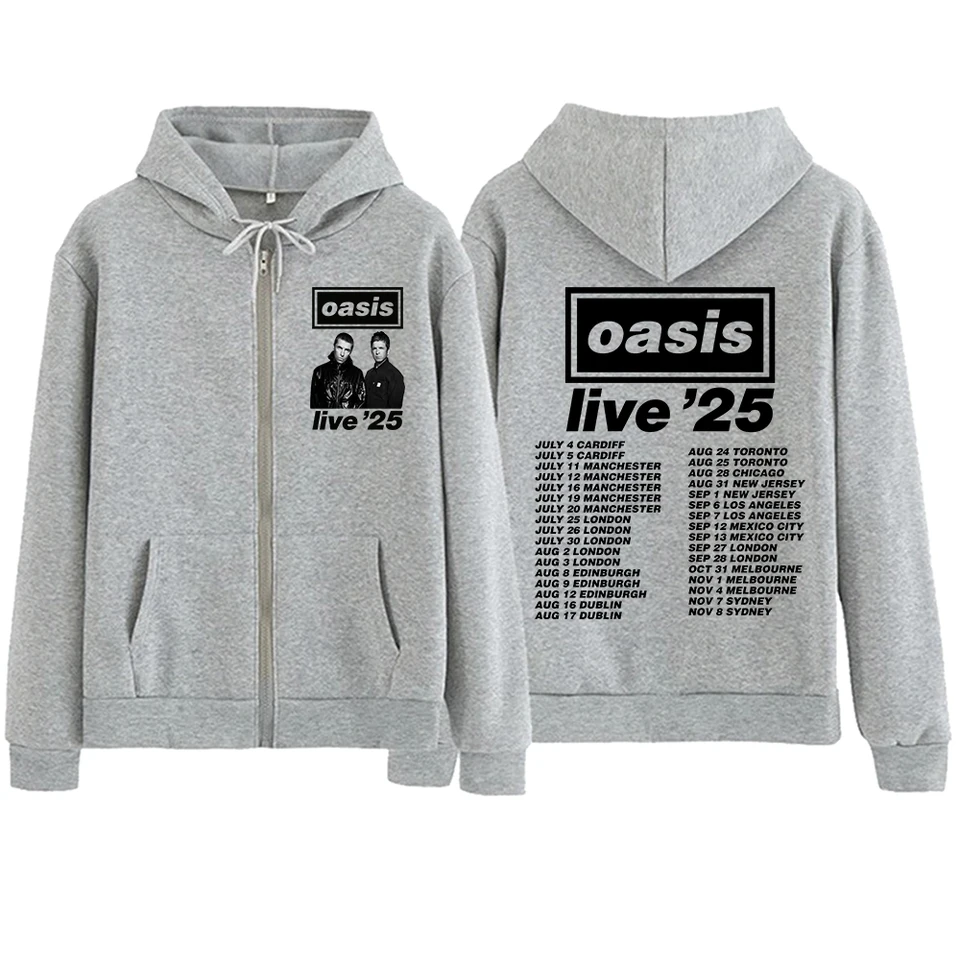 Oasis Live 25 Tour 2025 Zip Up Hoodie for Fan Hoodies Sweatshirt