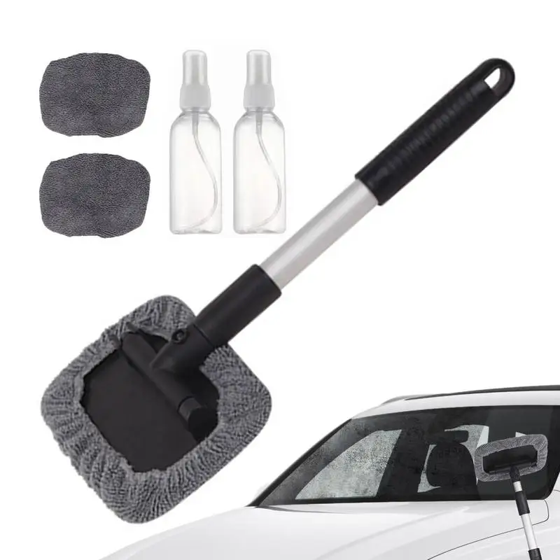 

Car Window Cleaner Brush Kit Windshield Cleaning Wash Tool Inside Interior Auto Glass Wiper With Spray Bottle Strong Absorbent
